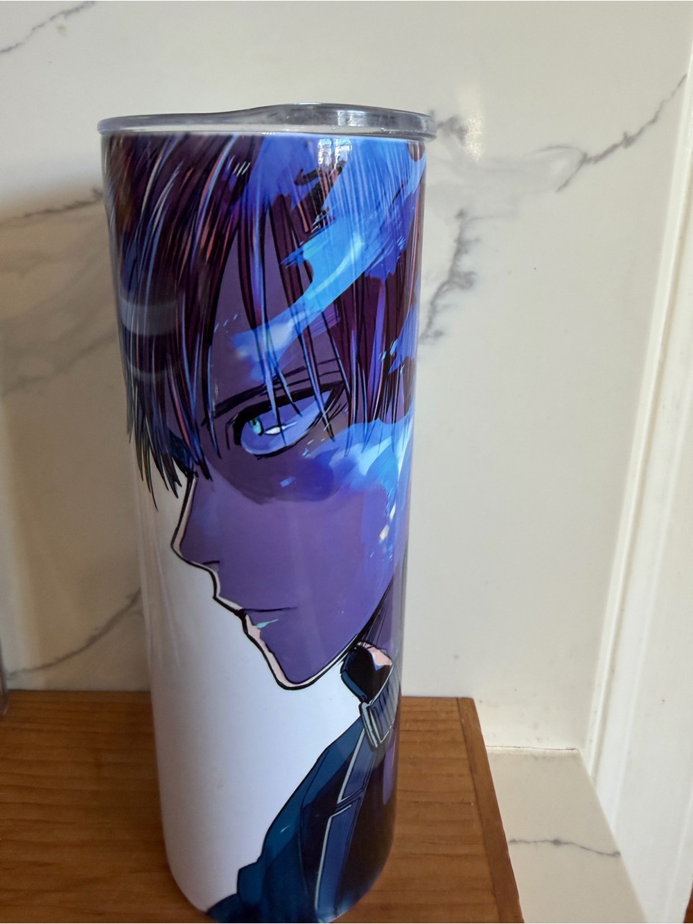 Blue Anime Portrait Stainless Steel Travel Tumbler - Home Art
